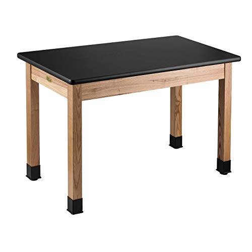National Public Seating High Pressure Laminate Top Science Lab Table, 72&quot; L X 30&quot; H, Black Top and Ashwood Legs