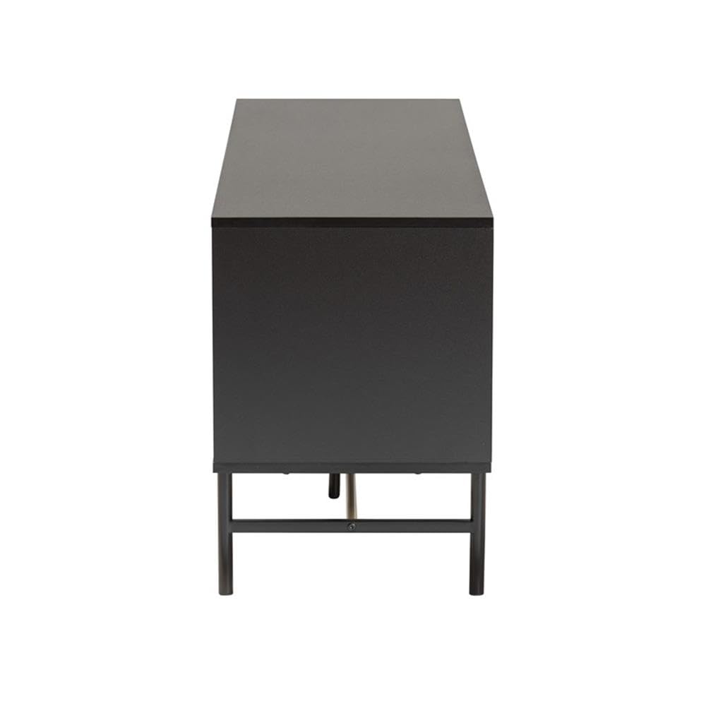 Baxton Studio Truett Modern Dark Brown Finished Wood and Two-Tone Black and Gold Metal TV Stand