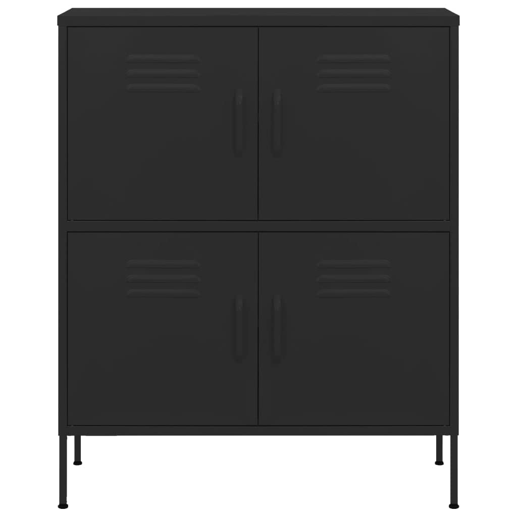 vidaXL Storage Cabinet File Cabinet Freestanding Drawer Cabinet Black Steel