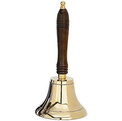 Large & Heavy Solid Brass Loud Hand Call Bell For Weddings, Christmas, School 11'(H) 5'(D) Polished Brass By The Metal Magicia