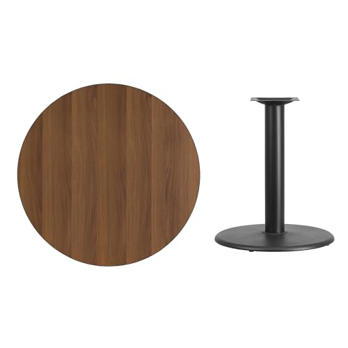 Flash Furniture Graniss 36'' Round Walnut Laminate Table Top with 24'' Round Table Height Base
