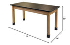 Nps 24X72 Solid Ash Wood Science Lab Table With Phenolic Top In Black
