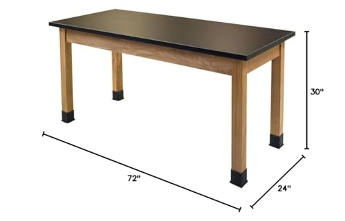 Nps 24X72 Solid Ash Wood Science Lab Table With Phenolic Top In Black