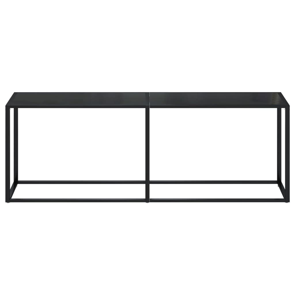 vidaXL Console Table in Black - Made of Tempered Glass and Powder-Coated Steel - Ideal for Living Room, Office, Lounge Area - 86.6x13.8x29.7