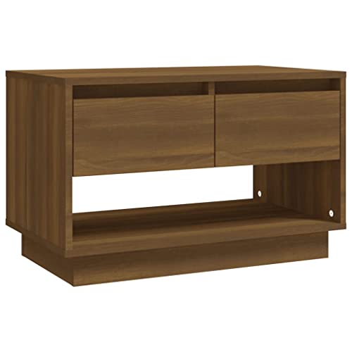vidaXL TV Cabinet Brown Oak 27.6&quot;x16.1&quot;x17.3&quot; Chipboard