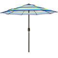 Blissun 9 Outdoor Aluminum Patio Umbrella, Striped Patio Umbrella, Market Striped Umbrella With Push Button Tilt And Crank (Blue