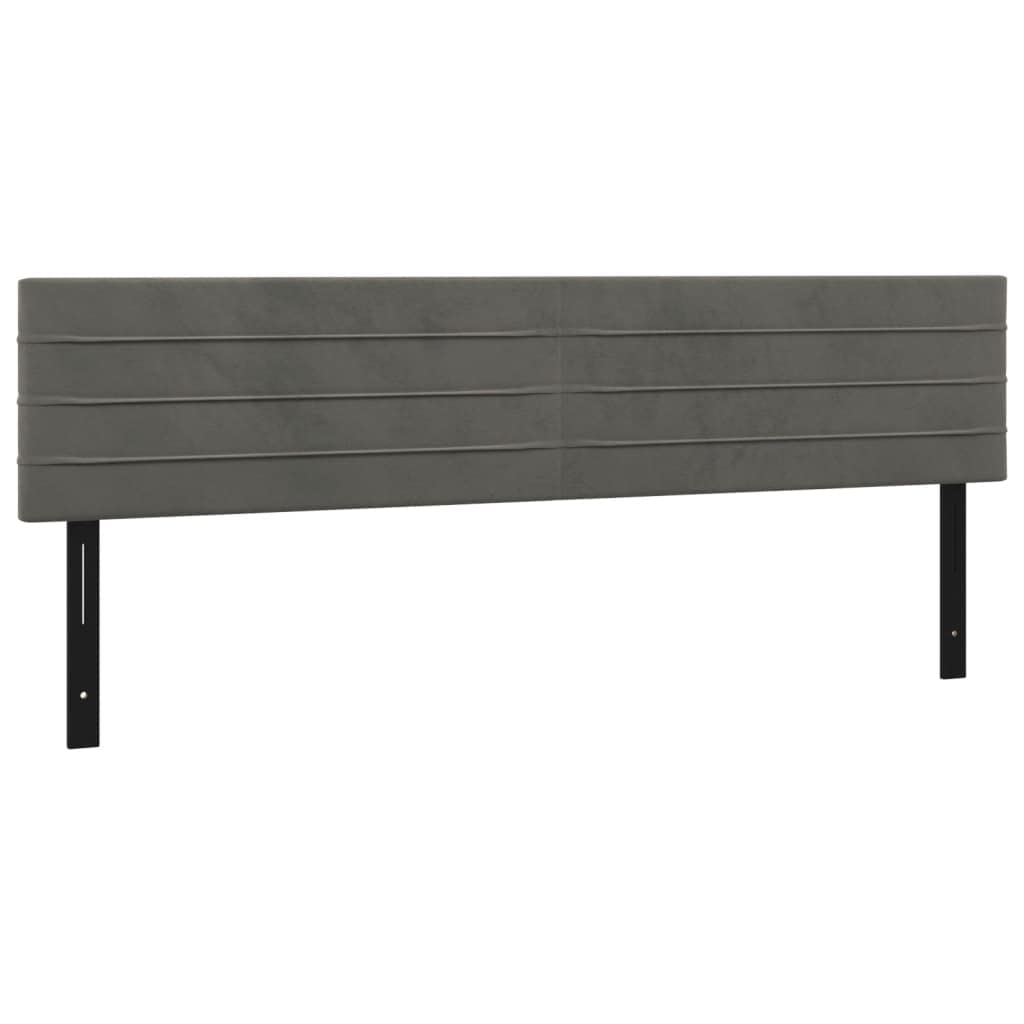 vidaXL Velvet LED Headboard Dark Gray, Comfort Padded Bedroom Accessory, Modern Design, Polyester, Engineered Wood and Larch Wood, Easy to Install