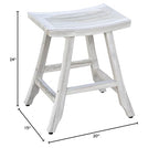 HomeRoots Compact Curvilinear Teak Shower Outdoor Bench in Driftwood Finish