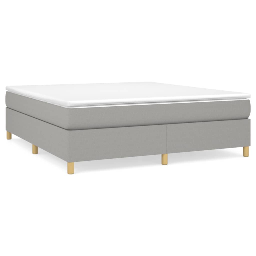 vidaXL California King-Size Box Spring Bed Frame – 72"x83.9" – Modern Style, Light Gray Fabric, Plywood & Engineered Wood Construction – Easy Assembly Required