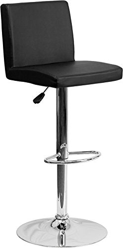 Flash Furniture Contemporary Vinyl Barstool with Chrome Base, 14&quot;, Black