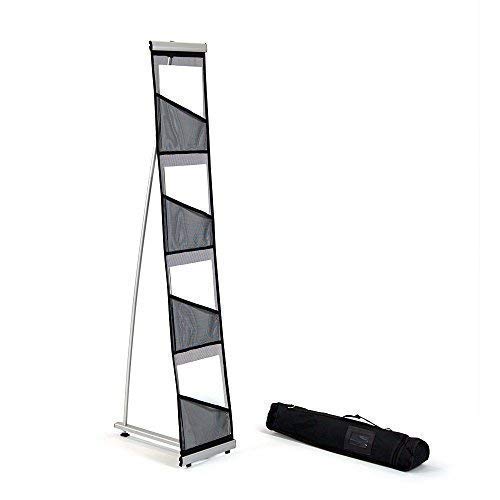 Vispronet Standing Brochure Holder - 0.9Ft X 4.6Ft Mesh Catalog Holder Stand With 4 Pockets & Carrying Bag - Portable Literature