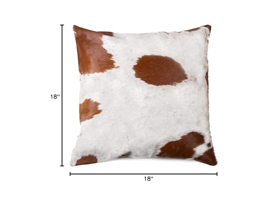 HomeRoots Tri-Color Cowhide, Microsuede, Polyfill 18' X 18' X 5' White and Brown Cowhide Pillow