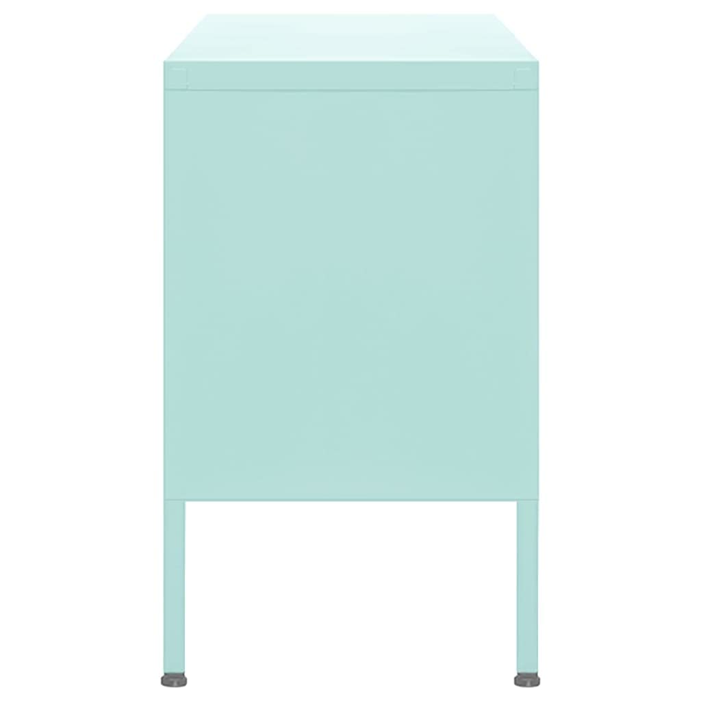 vidaXL TV Stand - Industrial Style Green Mint Steel - Adjustable Levellers - Cable Management - 2-Door Cabinet with Shelf - Suitable for Living Room
