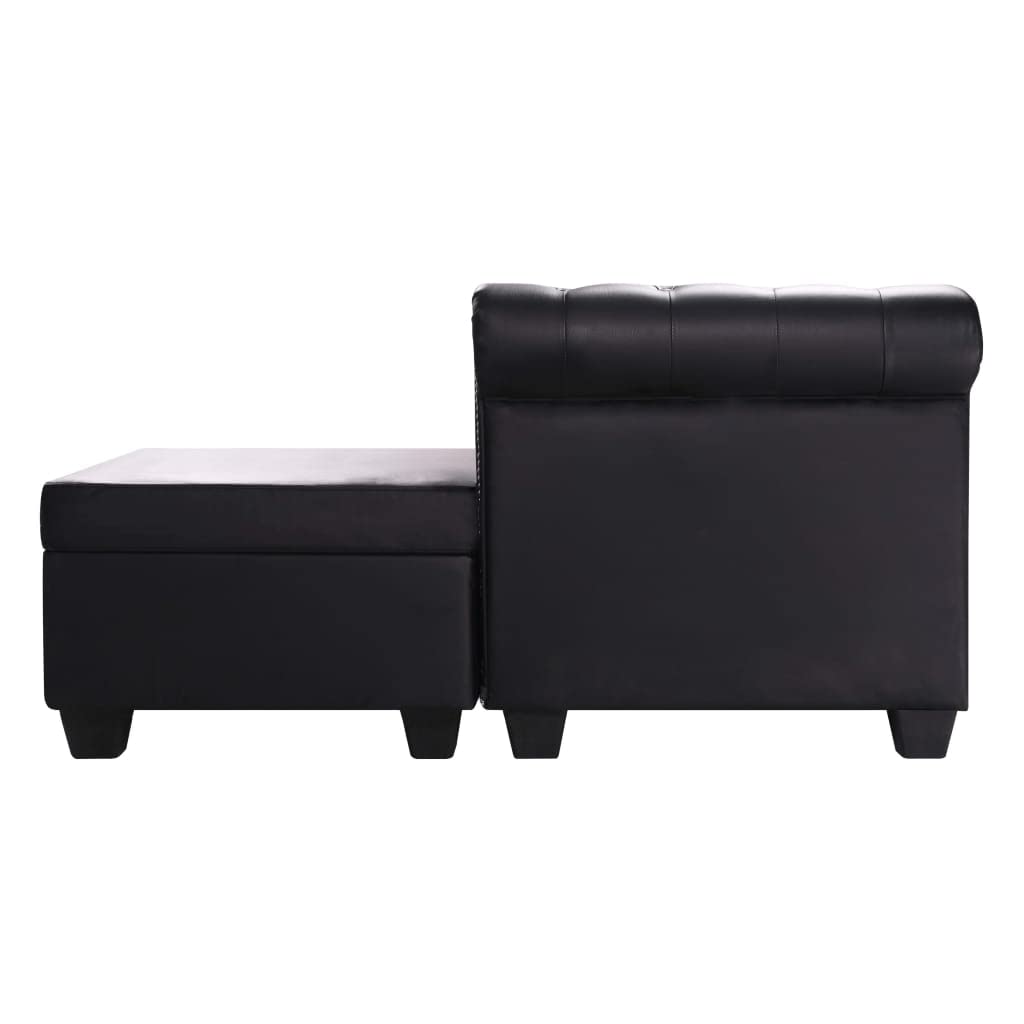 vidaXL L-Shaped Chesterfield Sofa Home Indoor Living Room Office Lounge Couch Chesterfield Sofa Set Furniture Artificial Leather Black