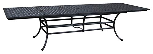 Sparta Outdoor Aluminum Extendable Rectangular Dining Table With An Umbrella Opening: Rust-Resistant, Durable Dining Table For Patio, Garden, And Terrace (Dark Lava Bronze)