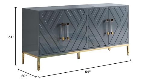 Best Master Furniture Tamari High Gloss Lacquer Sideboard/Buffet, Grey