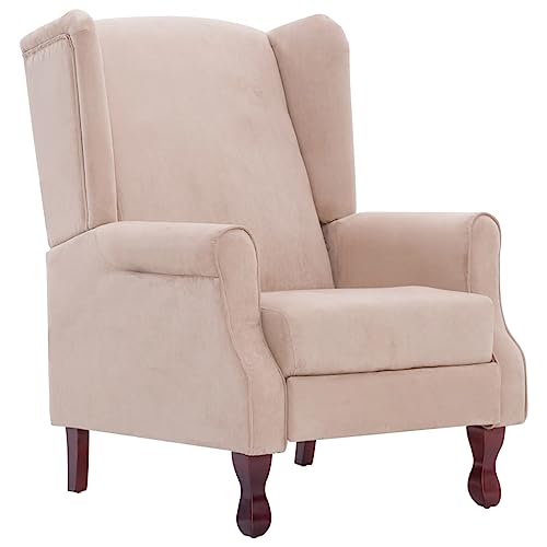 vidaXL Armchair, Wingback Recliner Chair with Padded Seat Cushion, Upholstered French Chair for Home Living Room Bedroom, Cream Fabric