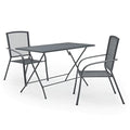 Vidaxl Patio Dining Set 3 Piece, Mesh Dining Table And Chairs, Patio Furniture Set For Garden, Conversation Set, Industrial, Steel Anthracite