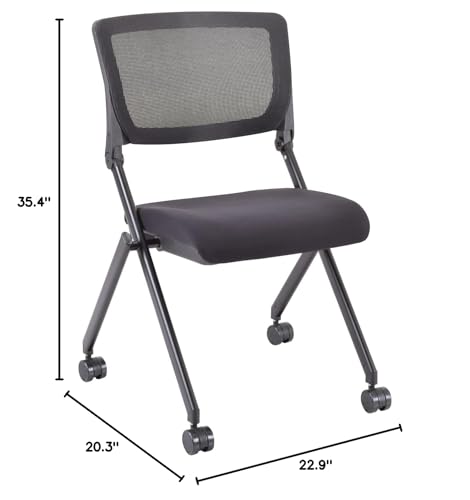 Lorell 41846 Nesting Chairs, Mobile, 20-1/4-Inch X22-7/8-Inch X35-3/8-Inch, 2/Ct, Bk