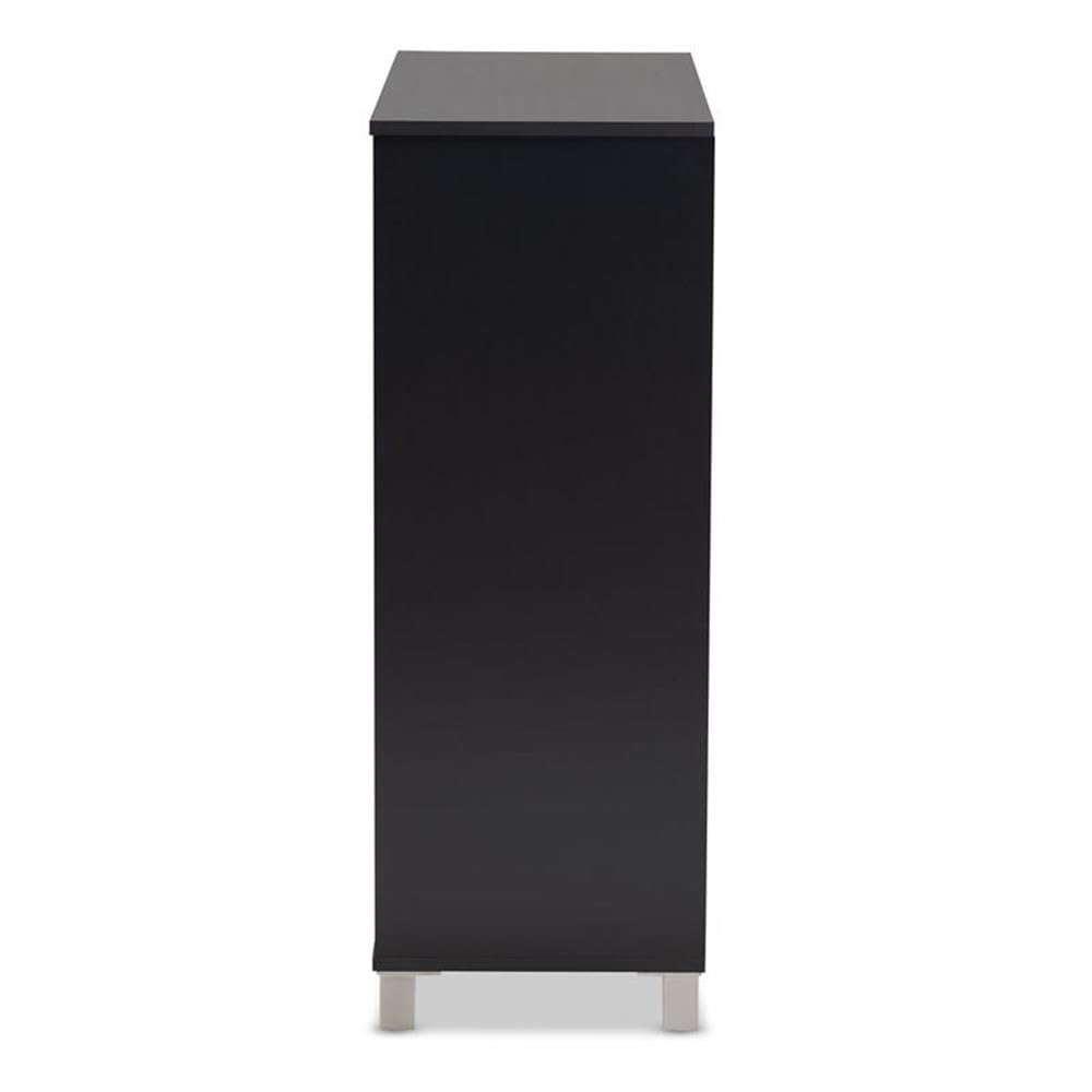 Baxton Studio Shirley Modern and Contemporary Dark Grey Finished 2-Door Wood Shoe Storage Cabinet with Open Shelves