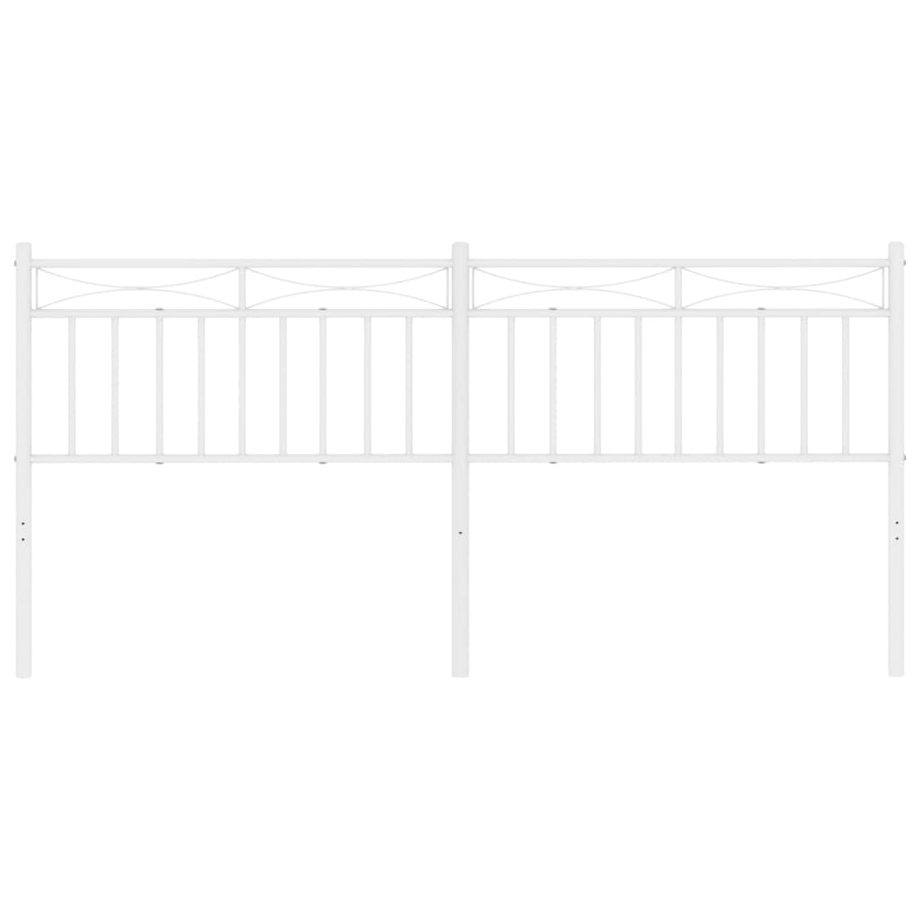 vidaXL White Metal Headboard for Beds - Classic Design, Strong Steel Construction, Back Support, 70.9&quot; Mattress Width