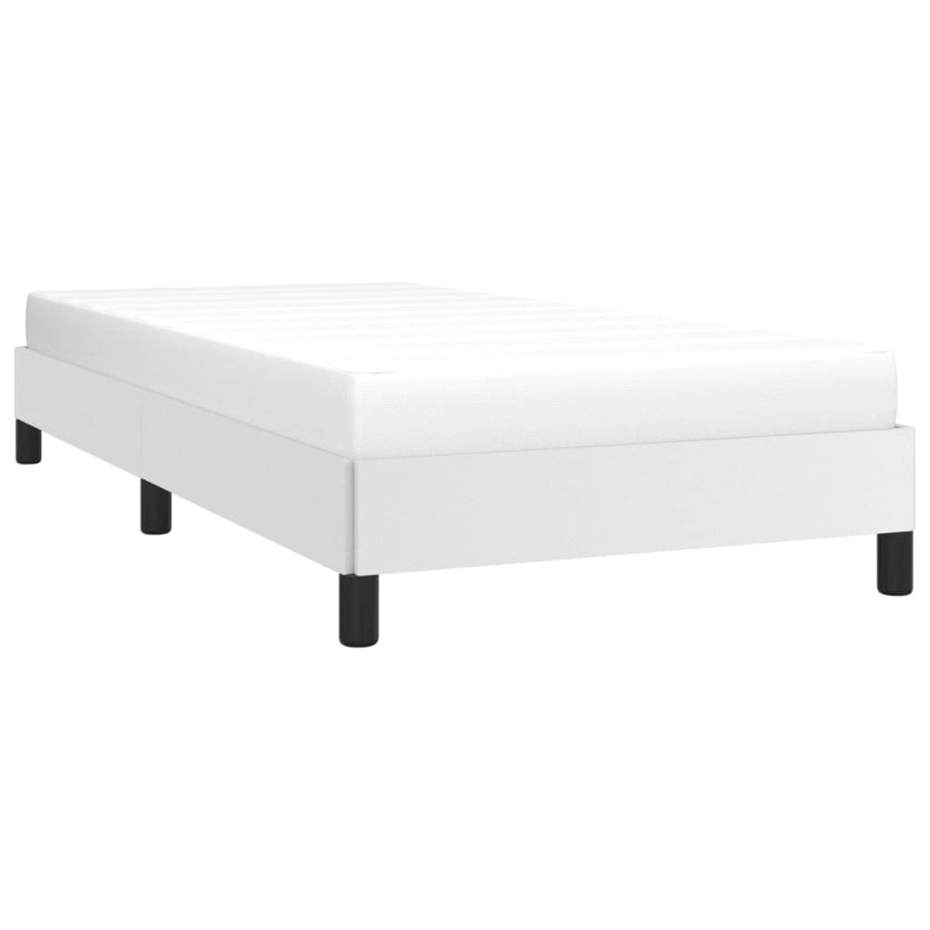 vidaXL Twin XL Size Bed Frame with Plywood Slats, Platform Bed Frame, Faux Leather Upholstered Mattress Foundation, No Box Spring Needed & Easy Assembly, White, Without Mattress