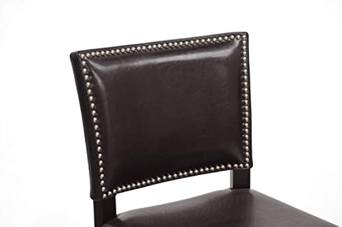 Baxton Studio Aries Dark Brown Modern Bar Stool with Nail Head Trim