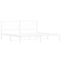 vidaXL White Metal King Bed Frame with Elegant Headboard - 76x79.9 Industrial Steel Construction, Breathable Slats, Added Bedroom Storage