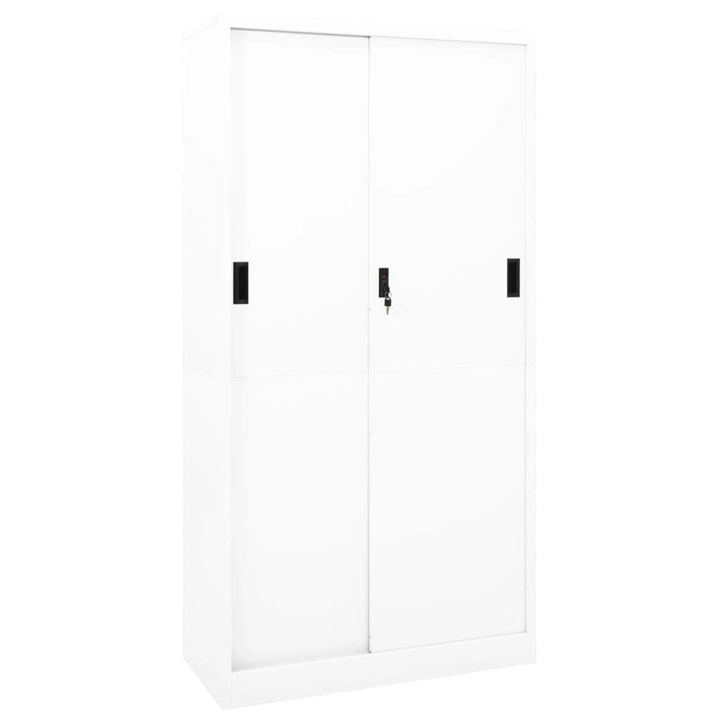 vidaXL Office Cabinet with Sliding Door White 35.4&quot;x15.7&quot;x70.9&quot; Steel