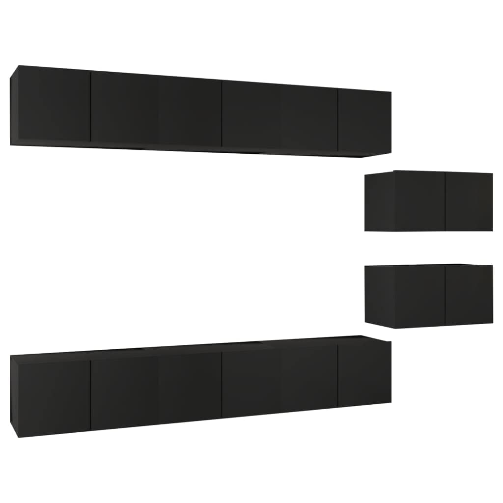 vidaXL 8X TV Cabinets Home Living Room Furniture Modern TV Stand HiFi Stereo Cabinet Media Unit Entertainment Center Black Engineered Wood