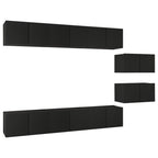 vidaXL 8X TV Cabinets Home Living Room Furniture Modern TV Stand HiFi Stereo Cabinet Media Unit Entertainment Center Black Engineered Wood