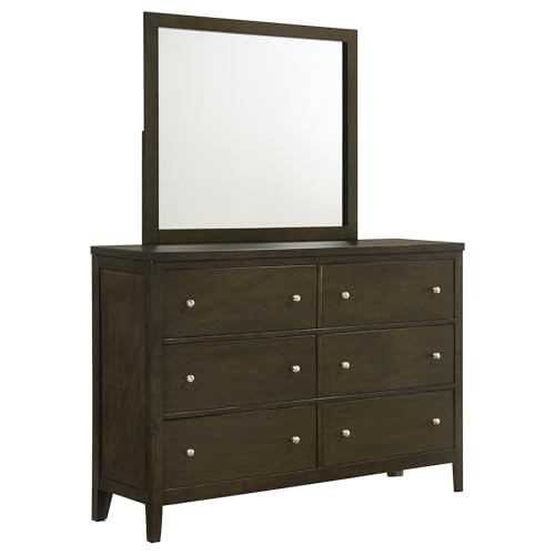 Coaster Home Furnishings Wilkes Transitional 56-inch 6-Drawer Bedroom Dresser with Mirror Bedroom Clothing Storage Cabinet Wide Chest of Drawers Organizer Unit Dark Cocoa 224423M