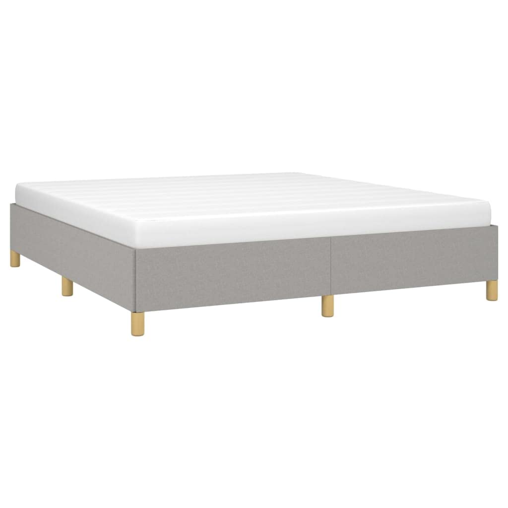vidaXL King Size Bed Frame with Plywood Slats, Platform Bed Frame, Fabric Upholstered Mattress Foundation, No Box Spring Needed & Easy Assembly, Light Gray, Without Mattress