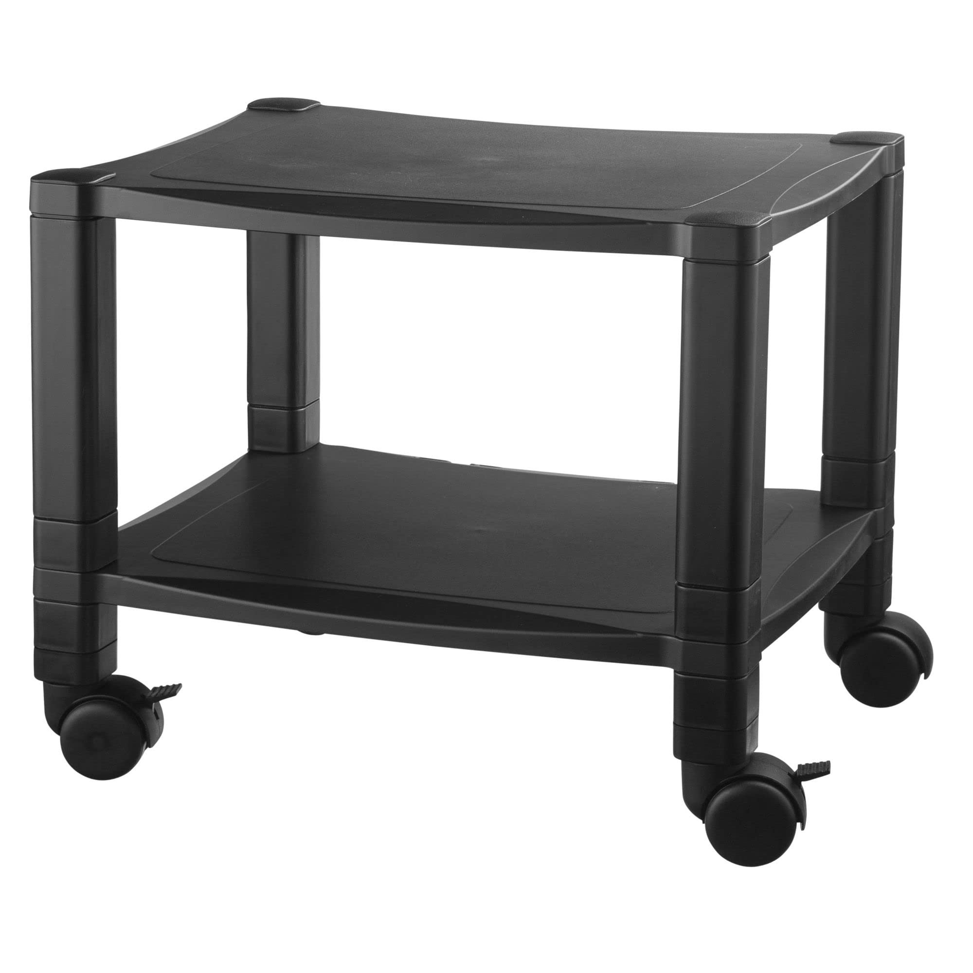 Kantek Mobile Printer Stand Cart, 2 Shelf With Drawer, Adjustable Height, Cable Management, Locking Casters, 17' X 13.25' X 14