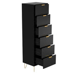 6-Drawer Lingerie Chest with Gold Metal Legs and Handles (Black)