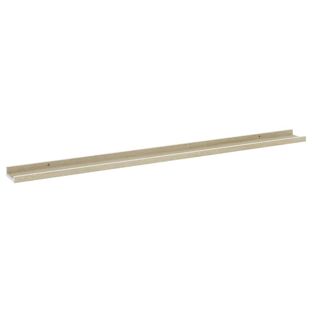Wall Shelves -SKM Wall Shelves 2 pcs White and Sonoma Oak 45.3&quot;x3.5&quot;x1.2&quot;