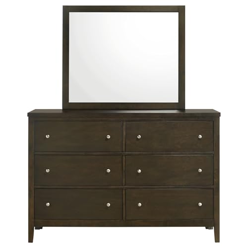 Coaster Home Furnishings Wilkes Transitional 56-inch 6-Drawer Bedroom Dresser with Mirror Bedroom Clothing Storage Cabinet Wide Chest of Drawers Organizer Unit Dark Cocoa 224423M