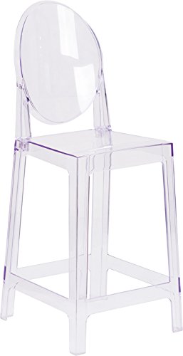 Flash Furniture Revna Ghost Counter Stool with Oval Back in Revna Transparent Crystal