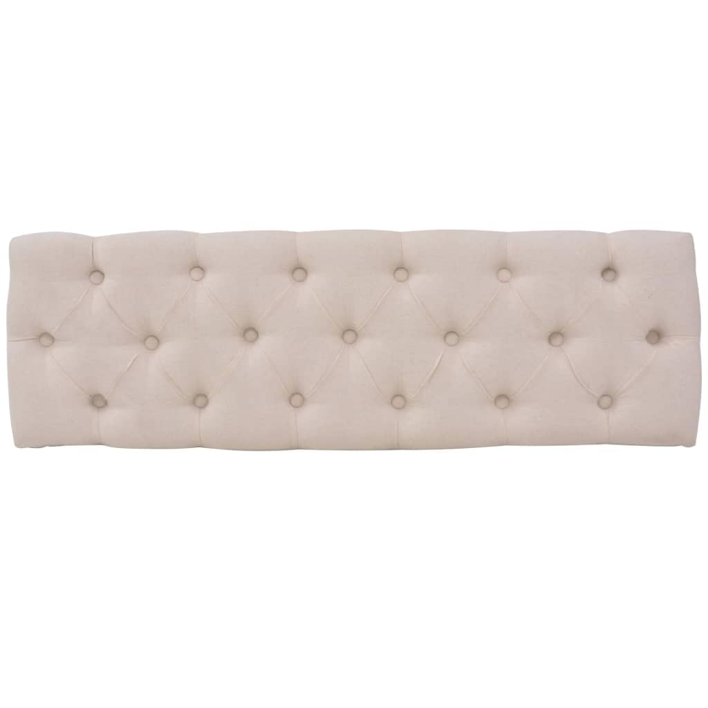 vidaXL Classically Designed Cream White Bench with Resistant Linen Upholstery, Solid Wood Frame, Elegant Cabriole Legs and Easy Assembly - 43.3" x 15" x 18.9”