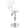 FURWOO White PU Leather Swivel Salon Chair - Mini Barber Shop Stool with Backrest for Manicure, Tattoo, and Office Use
