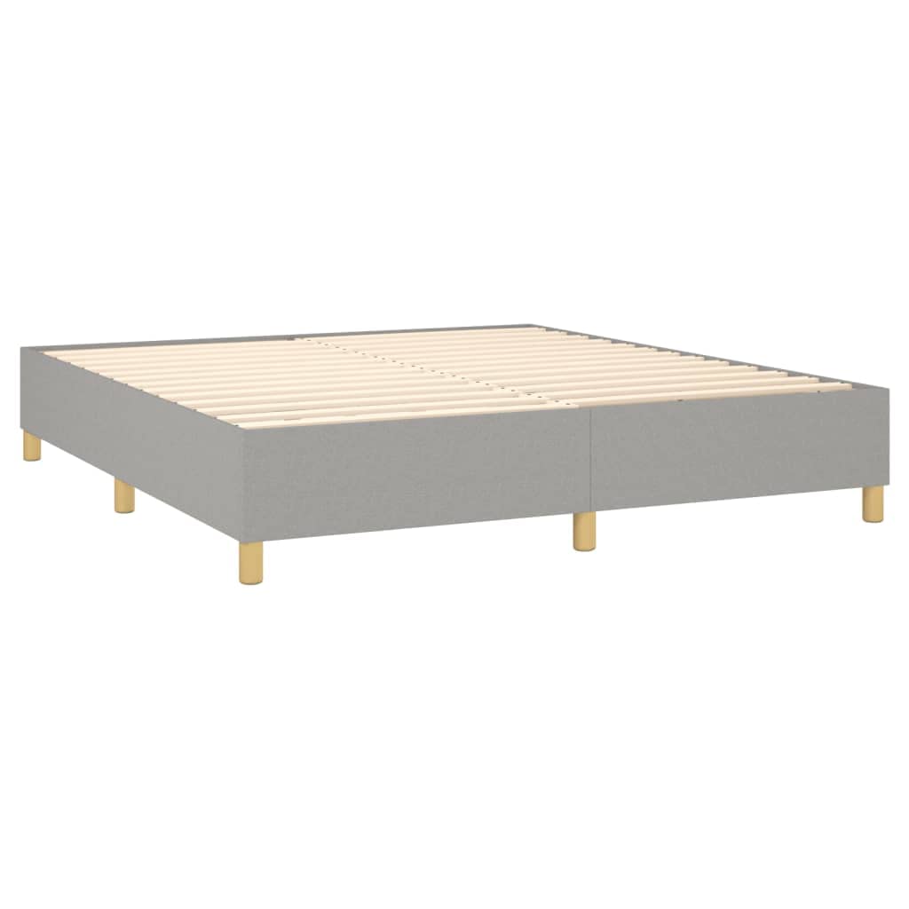vidaXL King Size Engineered Plywood Bed Frame, Light Gray Fabric Cover, Modern Design, Compatible with 76&quot;x79.9&quot; Mattress, Easy to Assemble, California Prop65 Safety Compliant