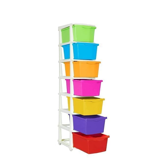 Plastic Modular Multi Color 7 Layer Drawer Storage Chest Of Drawers Organizer Storage Box, Large Stomo Racks For Multipurpose An