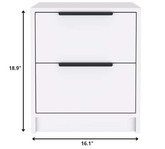 HomeRoots Stylish White Two Drawer Nightstand