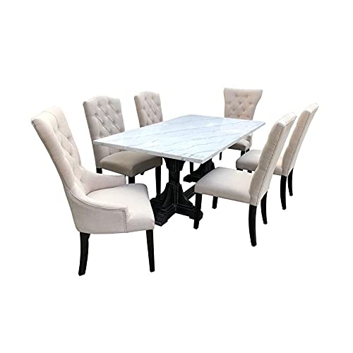 Acme Gerardo Dining Table in White Marble & Weathered Espresso