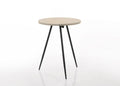 Lilola Home Neroli Oak White 24" Contemporary Round Side Table with Black Metal Base