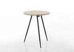 Lilola Home Neroli Oak White 24" Contemporary Round Side Table with Black Metal Base