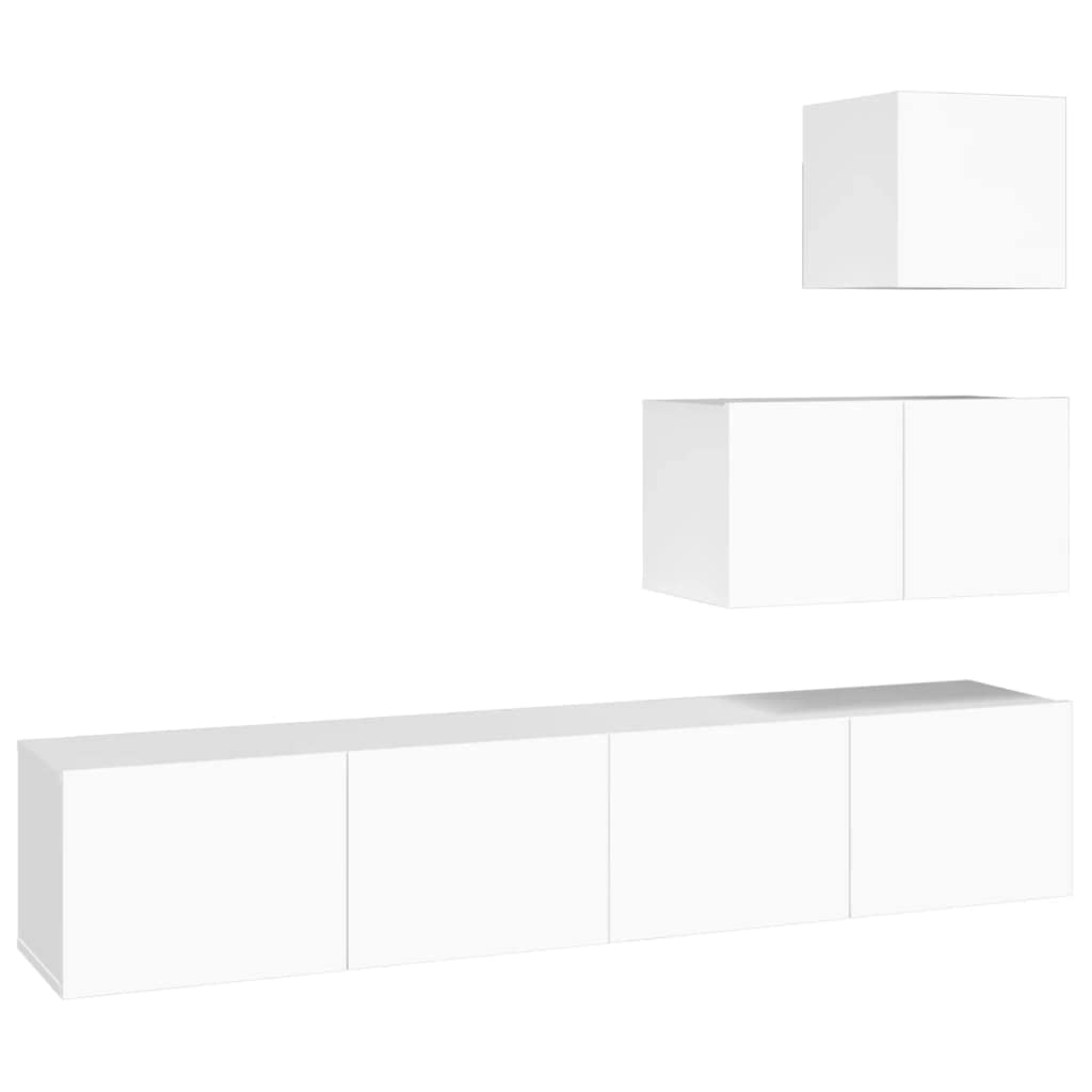 vidaXL 4 Piece TV Cabinet Set White Engineered Wood