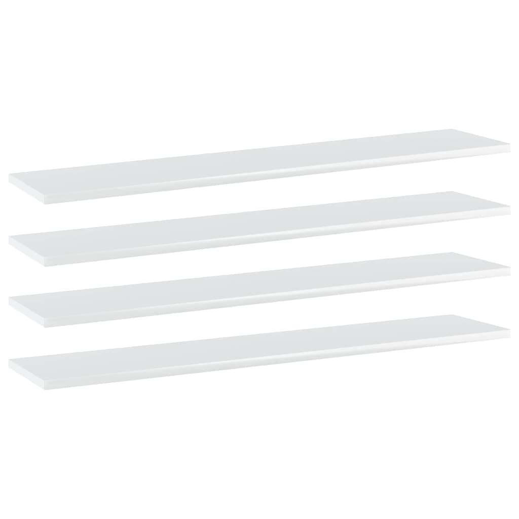 vidaXL High Gloss White Bookshelf Boards – Modern, Simplistic 39.4&quot;x7.9&quot;x0.6&quot; Engineered Wood Panels – 4 Pack, Easy to Clean and Compatible with Various Decor Styles