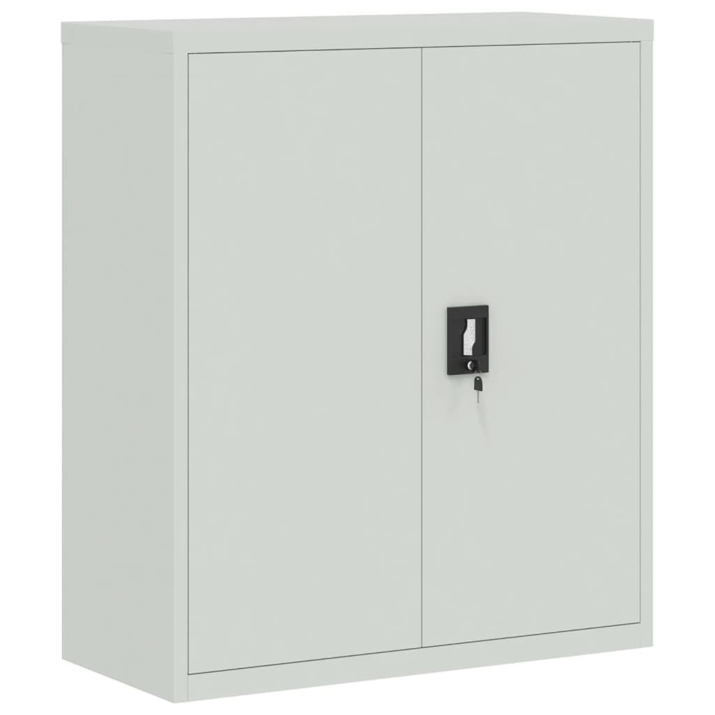 vidaXL File Cabinet Lockable Metal Storage Cabinet with Doors Light Gray Steel