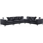 Coaster Contemporary Velvet LAF/RAF Arm Chair with Metal Leg in Charcoal